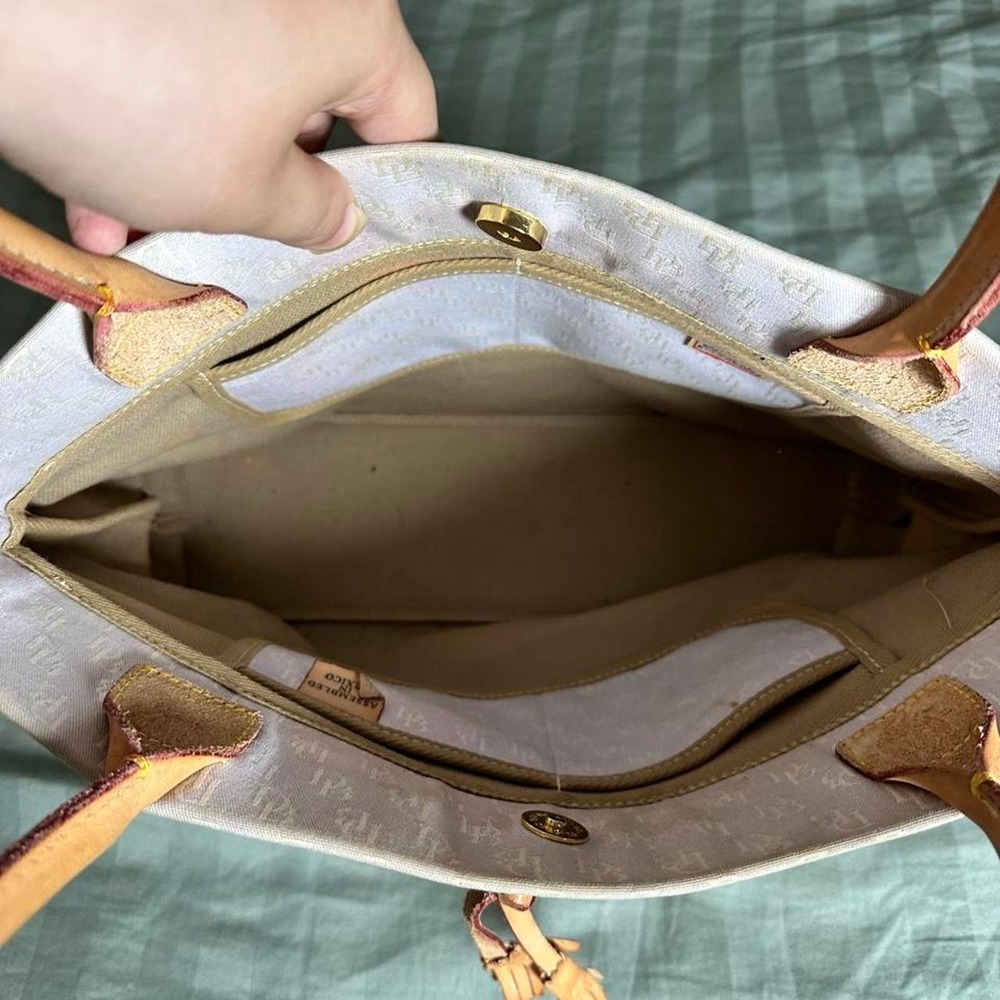 Dooney & Bourke light lavender signature monogram canvas tote leather trim y2k - Picture 5 of 6